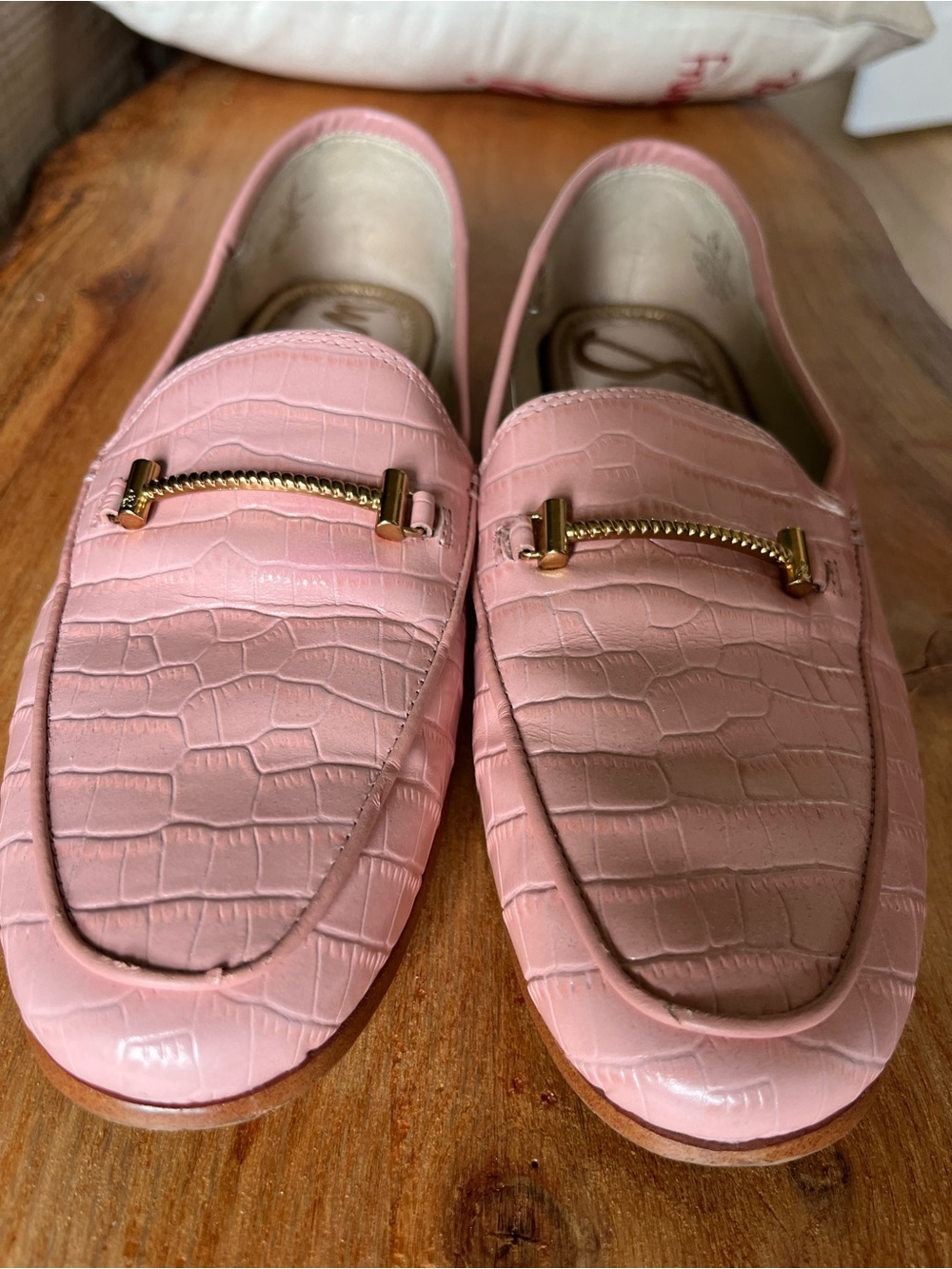 Sam Edelman Lior Loafers in Pink Crocodile-Embossed Leather size 6.5